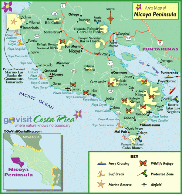 Nicoya Peninsula Map from govisitcostarica.com